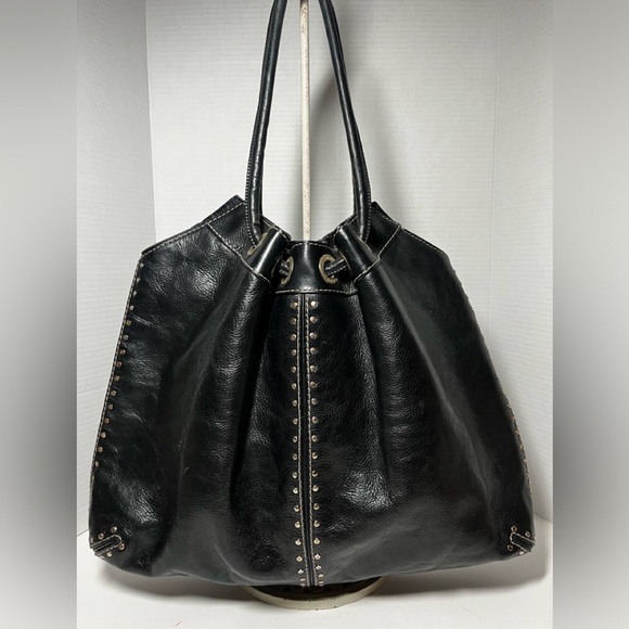 MICHAEL KORS large florentine leather black studded shoulder bag - Picture 1 of 12